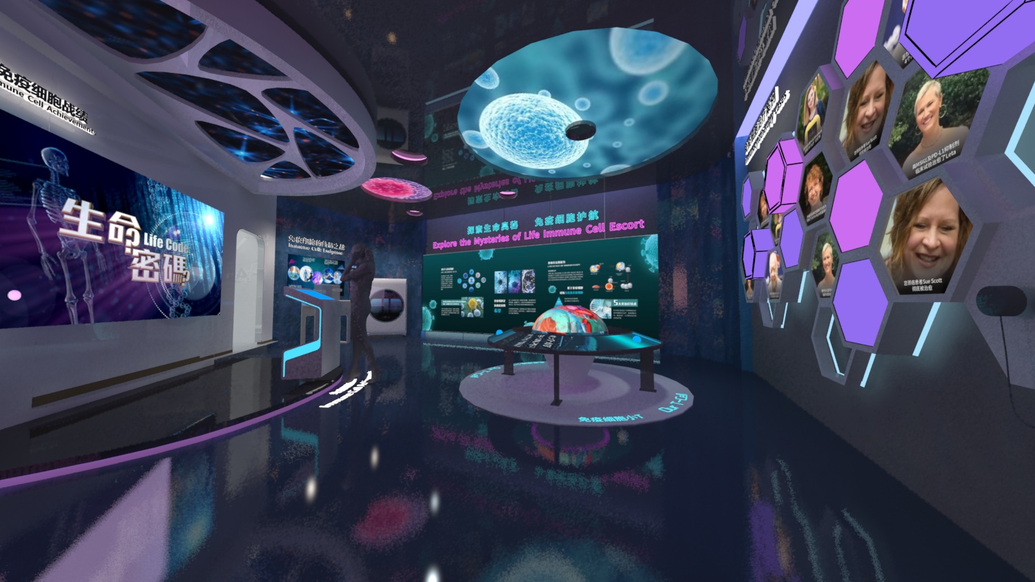 干細胞科普長廊設計—思威圖數(shù)字思威圖數(shù)字打造的干細胞科普館展廳思路分享